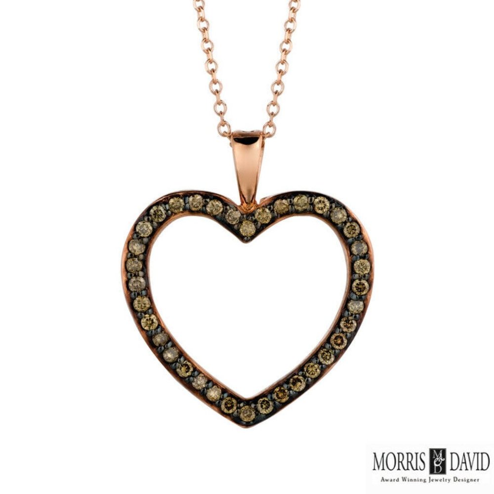 0.33 Carat Champagne Diamond Heart Necklace